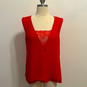 BCBGMaxzria red top with lace inset small